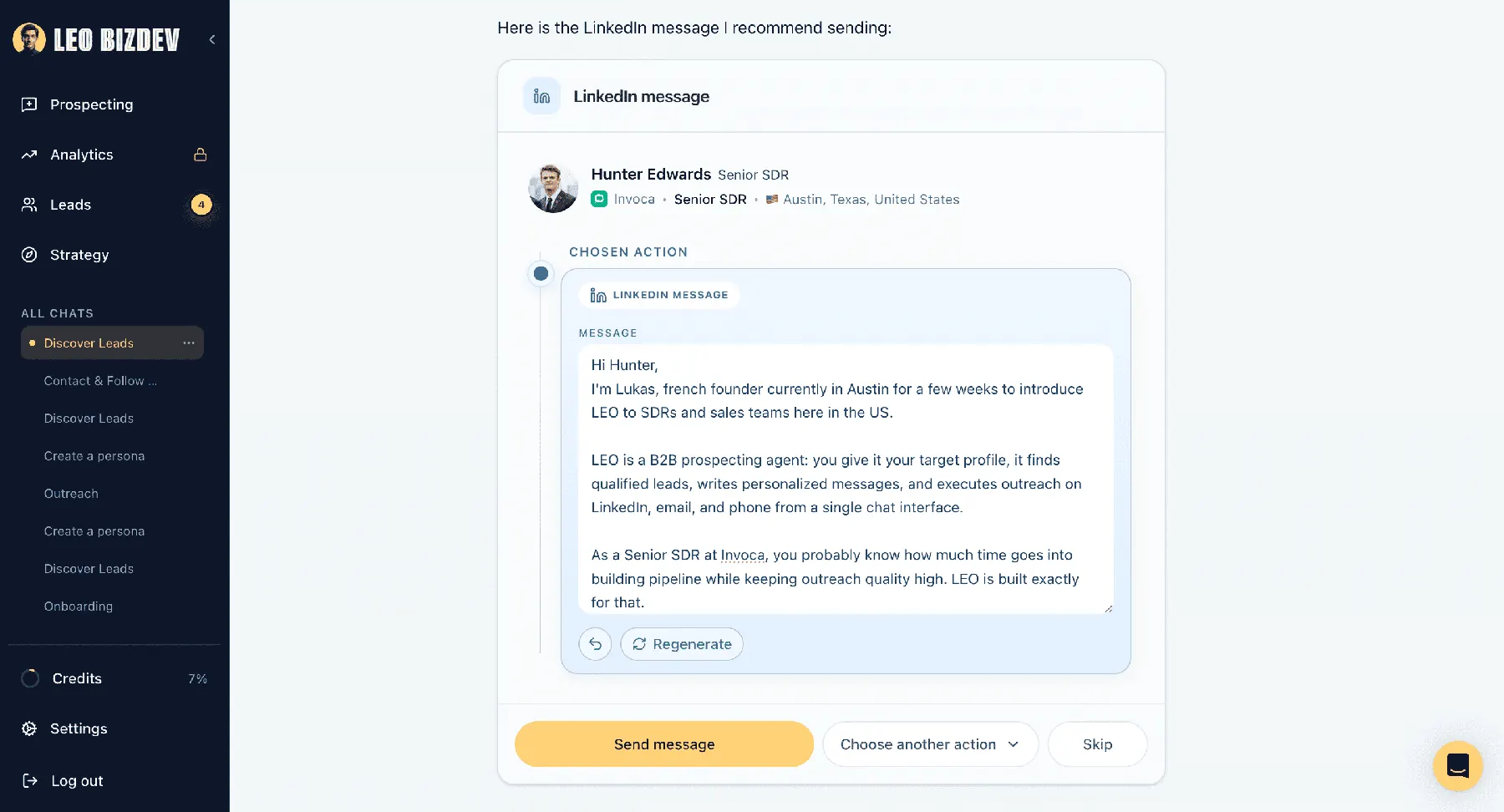 LEO BizDev prospecting AI agent demo preview