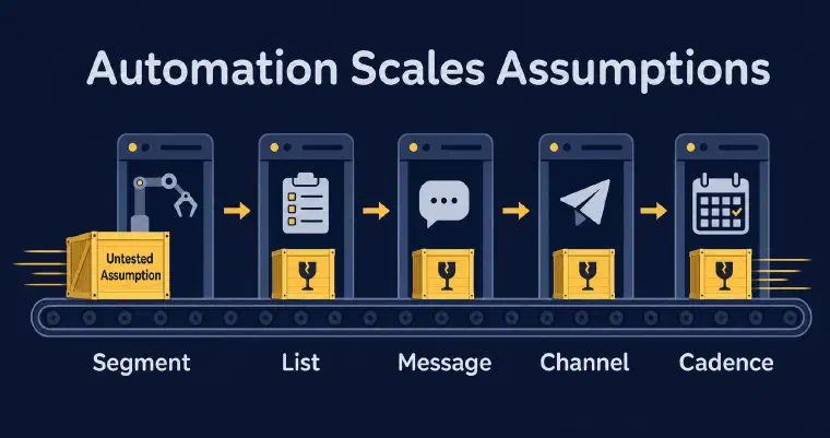 Automation scales one untested assumption across every campaign step