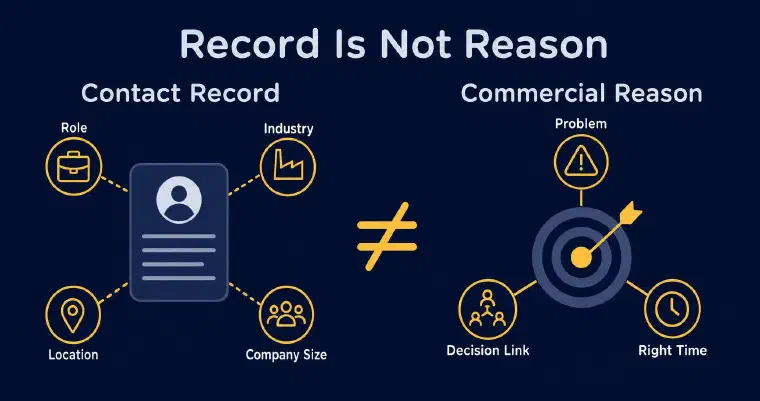 Contact data contrasted with a valid commercial reason