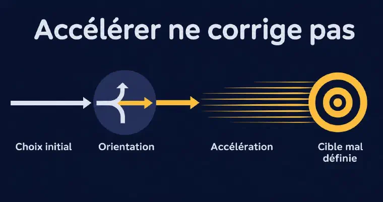 Accélérer une mauvaise orientation ne corrige pas la cible