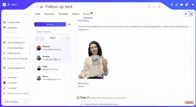 Exemple d&rsquo;image email personnalisée avec logo entreprise et prénom du prospect